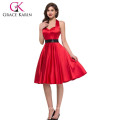 Grace Karin de colores sólidos Backless baratos halter rojo Vintage Spired vestido CL006046-2